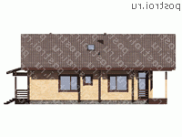 G-178-1D проект одноэтажного деревянного дома из бруса с мансардой размером 12 на 13  - вид слева