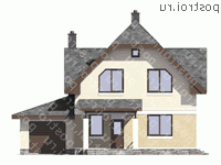 G-181-1P проект одноэтажного дома из пеноблоков с мансардой и гаражом размером 12 на 13  - вид спереди