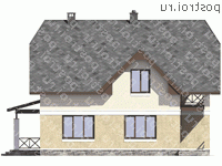 G-181-1P проект одноэтажного дома из пеноблоков с мансардой и гаражом размером 12 на 13  - вид слева