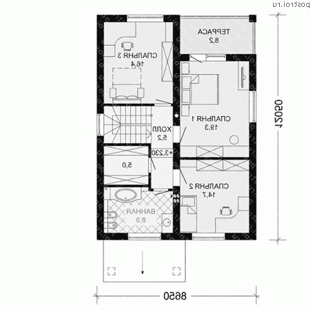 G-181-1P проект одноэтажного дома из пеноблоков с мансардой и гаражом размером 12 на 13  - мансарда