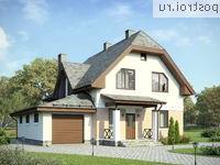 G-181-1P проект одноэтажного дома из пеноблоков с мансардой и гаражом размером 12 на 13 