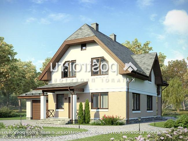 G-181-1P проект одноэтажного дома из пеноблоков с мансардой и гаражом размером 12 на 13 