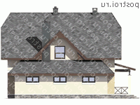G-181-1P проект одноэтажного дома из пеноблоков с мансардой и гаражом размером 12 на 13  - вид справа
