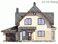 G-181-2P проект одноэтажного дома из пеноблоков с мансардой и гаражом размером 14 на 14 - вид спереди