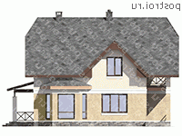 G-181-2P проект одноэтажного дома из пеноблоков с мансардой и гаражом размером 14 на 14 - вид слева