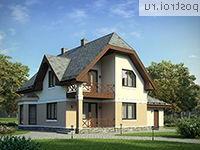 G-181-2P проект одноэтажного дома из пеноблоков с мансардой и гаражом размером 14 на 14