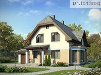 G-181-2P проект одноэтажного дома из пеноблоков с мансардой и гаражом размером 14 на 14