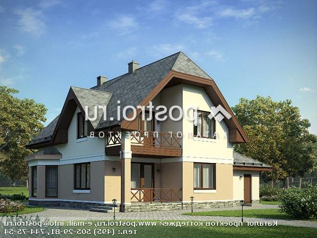 G-181-2P проект одноэтажного дома из пеноблоков с мансардой и гаражом размером 14 на 14