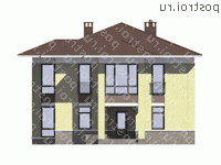 G-187-1K проект двухэтажного дома из кирпича размером 12 на 12  - вид спереди