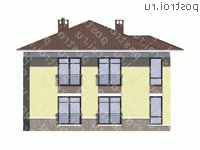 G-187-1K проект двухэтажного дома из кирпича размером 12 на 12  - вид сзади