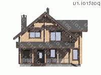 G-189-1D проект одноэтажного деревянного дома из бруса с мансардой размером 11 на 12 - вид спереди