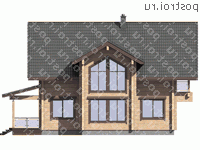 G-189-1D проект одноэтажного деревянного дома из бруса с мансардой размером 11 на 12 - вид слева