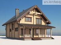 G-189-1D проект одноэтажного деревянного дома из бруса с мансардой размером 11 на 12