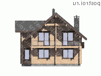 G-189-1D проект одноэтажного деревянного дома из бруса с мансардой размером 11 на 12 - вид сзади