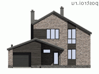 G-189-1P проект двухэтажного дома из пеноблоков с гаражом размером 13 на 11 - вид спереди