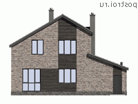 G-189-1P проект двухэтажного дома из пеноблоков с гаражом размером 13 на 11 - вид сзади