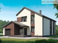 G-189-2P проект двухэтажного дома из пеноблоков с гаражом размером 13 на 13