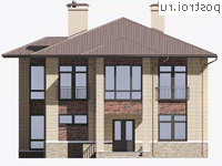 G-190-1P проект двухэтажного коттеджа из пенобетона размером 13 на 14 - вид спереди G-190-1P проект двухэтажного коттеджа из пенобетона размером 13 на 14 - вид спереди