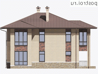 G-190-1P проект двухэтажного коттеджа из пенобетона размером 13 на 14 - вид справа G-190-1P проект двухэтажного коттеджа из пенобетона размером 13 на 14 - вид справа