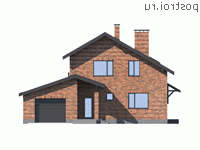 G-192-1P проект двухэтажного коттеджа из пенобетона с гаражом размером 9 на 14 - вид спереди