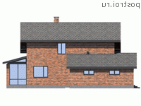 G-192-1P проект двухэтажного коттеджа из пенобетона с гаражом размером 9 на 14 - вид справа