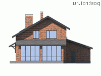 G-192-1P проект двухэтажного коттеджа из пенобетона с гаражом размером 9 на 14 - вид сзади