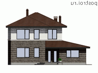 G-193-1P проект двухэтажного коттеджа из пенобетона размером 14 на 16 - вид спереди