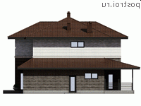 G-193-1P проект двухэтажного коттеджа из пенобетона размером 14 на 16 - вид слева