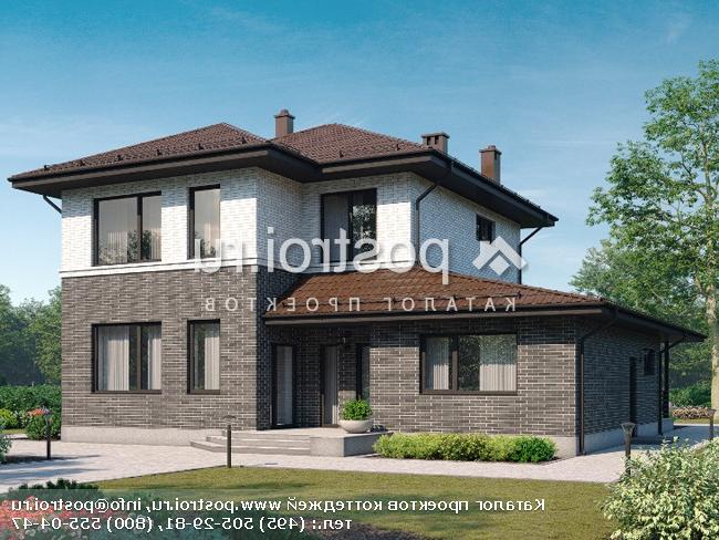 G-193-1P проект двухэтажного коттеджа из пенобетона размером 14 на 16