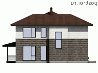 G-193-1P проект двухэтажного коттеджа из пенобетона размером 14 на 16 - вид справа