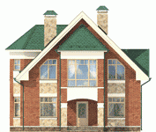 G-194-1P проект двухэтажного коттеджа из пенобетона размером 16 на 11  - вид спереди