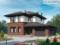 G-195-1P проект двухэтажного коттеджа из пенобетона с гаражом размером 14 на 16