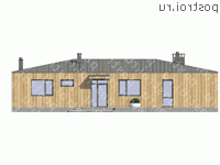 G-197-1K проект одноэтажного коттеджа из кирпича размером 14 на 18 - вид спереди