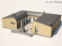 G-197-1K проект одноэтажного коттеджа из кирпича размером 14 на 18