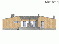 G-197-1K проект одноэтажного коттеджа из кирпича размером 14 на 18 - вид сзади