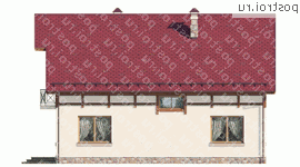 G-202-1P проект одноэтажного дома из пенобетона с мансардой размером 13 на 9  - вид слева