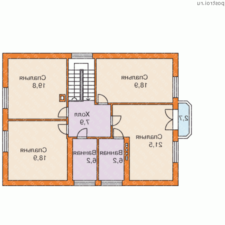 G-202-1P проект одноэтажного дома из пенобетона с мансардой размером 13 на 9  - мансарда