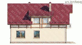 G-202-1P проект одноэтажного дома из пенобетона с мансардой размером 13 на 9  - вид справа