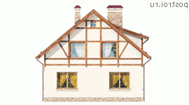 G-202-1P проект одноэтажного дома из пенобетона с мансардой размером 13 на 9  - вид сзади