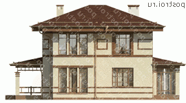 G-206-1P проект двухэтажного дома из пенобетона размером 14 на 15  - вид слева