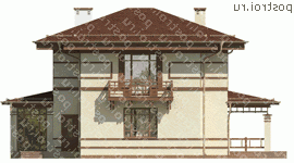 G-206-1P проект двухэтажного дома из пенобетона размером 14 на 15  - вид справа