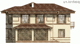 G-206-1P проект двухэтажного дома из пенобетона размером 14 на 15  - вид сзади