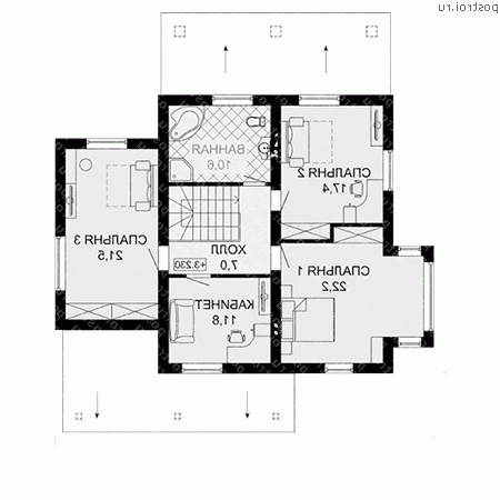 G-207-1P проект двухэтажного дома из пенобетона размером 10 на 14 - 2-й этаж