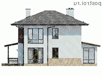 G-207-1P проект двухэтажного дома из пенобетона размером 10 на 14 - вид слева