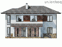 G-207-1P проект двухэтажного дома из пенобетона размером 10 на 14 - вид сзади