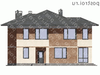 G-211-1K проект двухэтажного дома из кирпича размером 14 на 14  - вид спереди