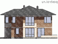 G-211-1K проект двухэтажного дома из кирпича размером 14 на 14  - вид слева