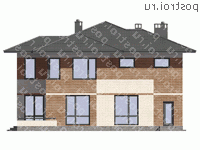 G-211-1K проект двухэтажного дома из кирпича размером 14 на 14  - вид сзади