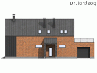 G-217-1P проект двухэтажного дома из пенобетона с гаражом размером 21 на 11 - вид спереди