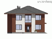 G-219-1P проект двухэтажного дома из пенобетона размером 13 на 14 - вид спереди G-219-1P проект двухэтажного дома из пенобетона размером 13 на 14 - вид спереди